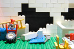 Foto von einer gesprengten Lego Mauer