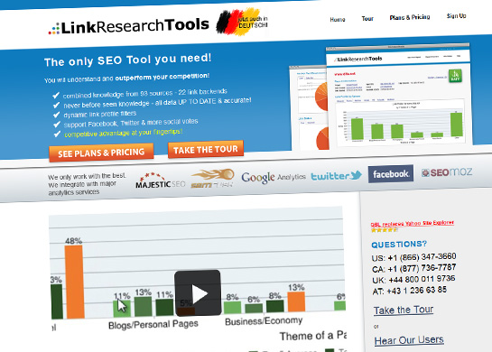 Screenshot der Linkresearchtools Website